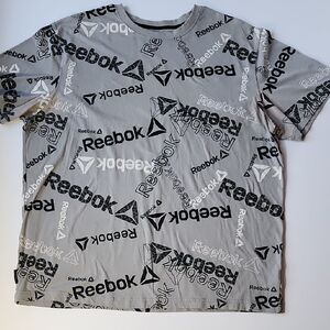 Reebok Men's Black and Gray Logo Tee